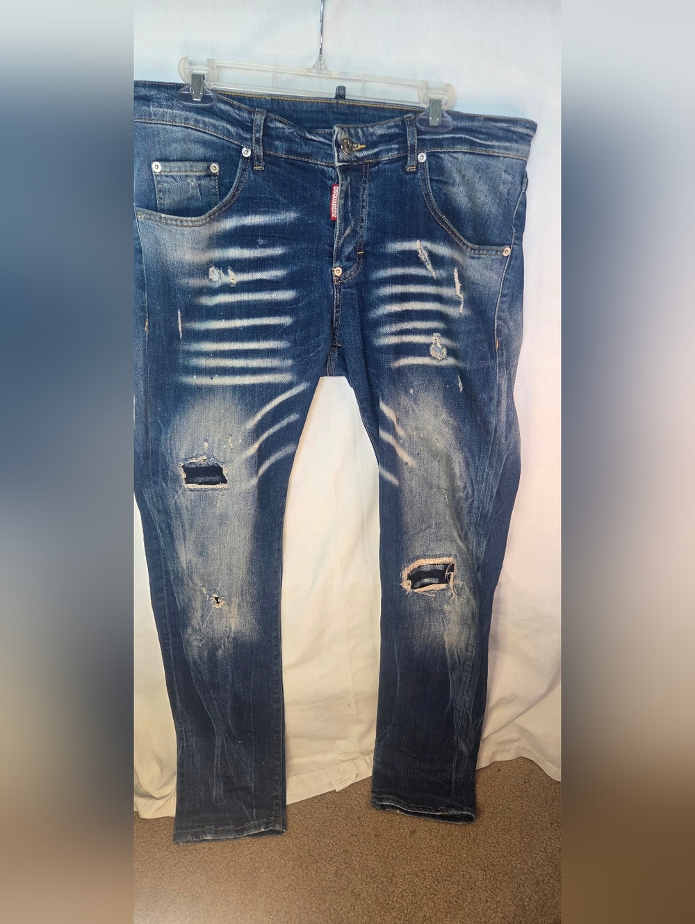 Dsquared2 Classic Slim Fit Stretch Sz 50 (36x31) Denim Distressed Skater Grunge
